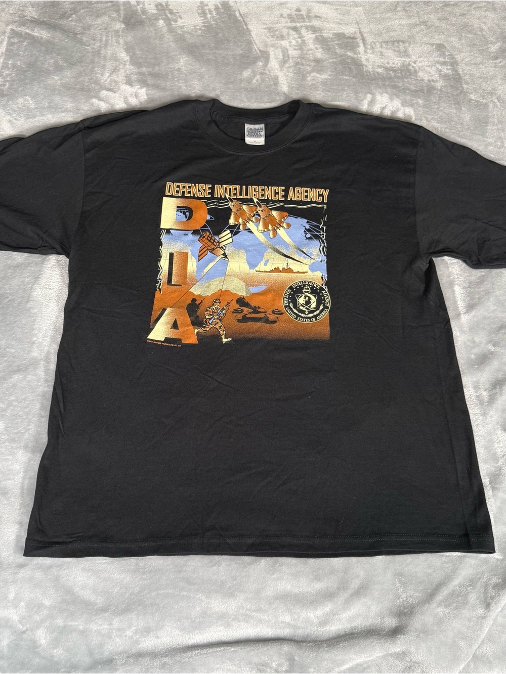 Vintage Defense Intelligence Agency DIA T Shirt Mens XL Military Black 2001 Y2K